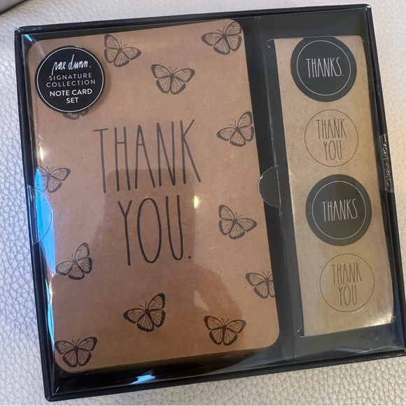 Rae Dunn Signature Collection 12 Note Card Set NWT - Butterflies Thank You Notes - Picture 2 of 4